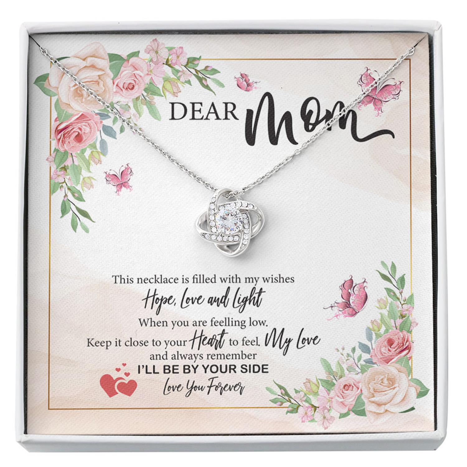 Mom Necklace, Dear Mom, I'll Be By Your Side Love Knot Necklace, To My Mom Gift Custom Necklace