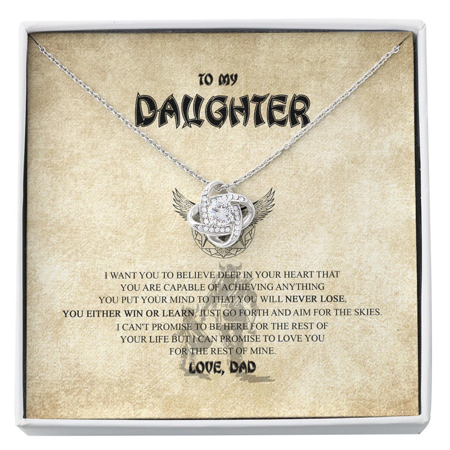 Daughter Necklace From Dad With Box And Message Card, Viking Shieldmaiden Custom Necklace