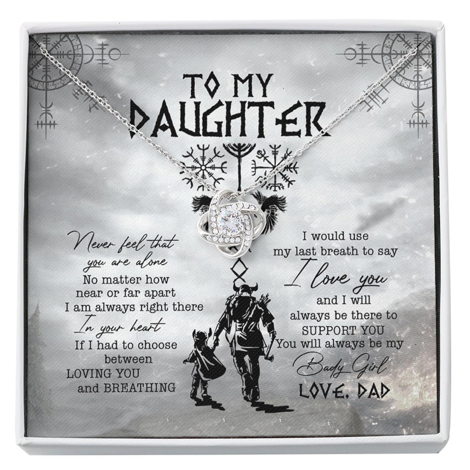 Daughter Necklace From Dad With Box And Message Card, Viking Shieldmaiden Custom Necklace