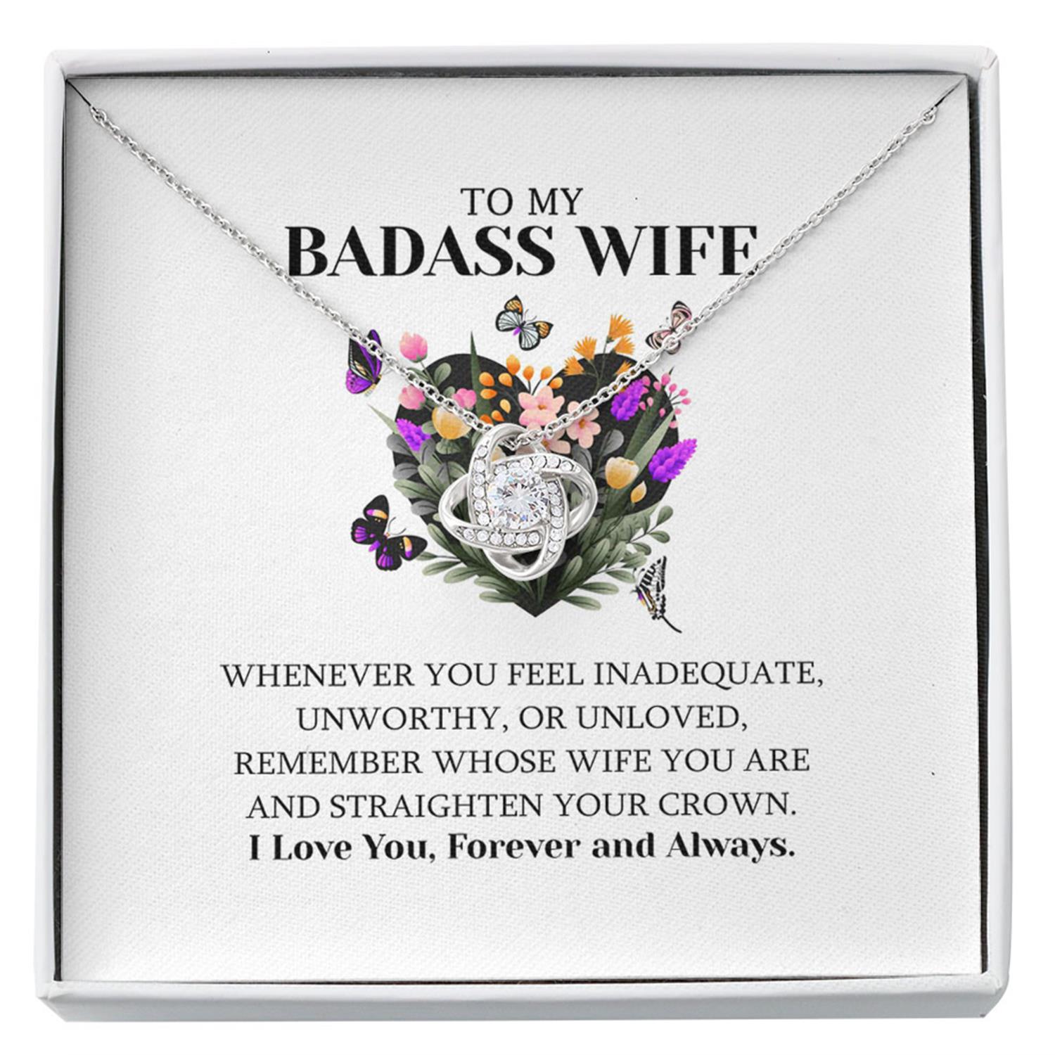 Wife Necklace Gift From Husband To My Badass Wife Straighten Your Crown Custom Necklace