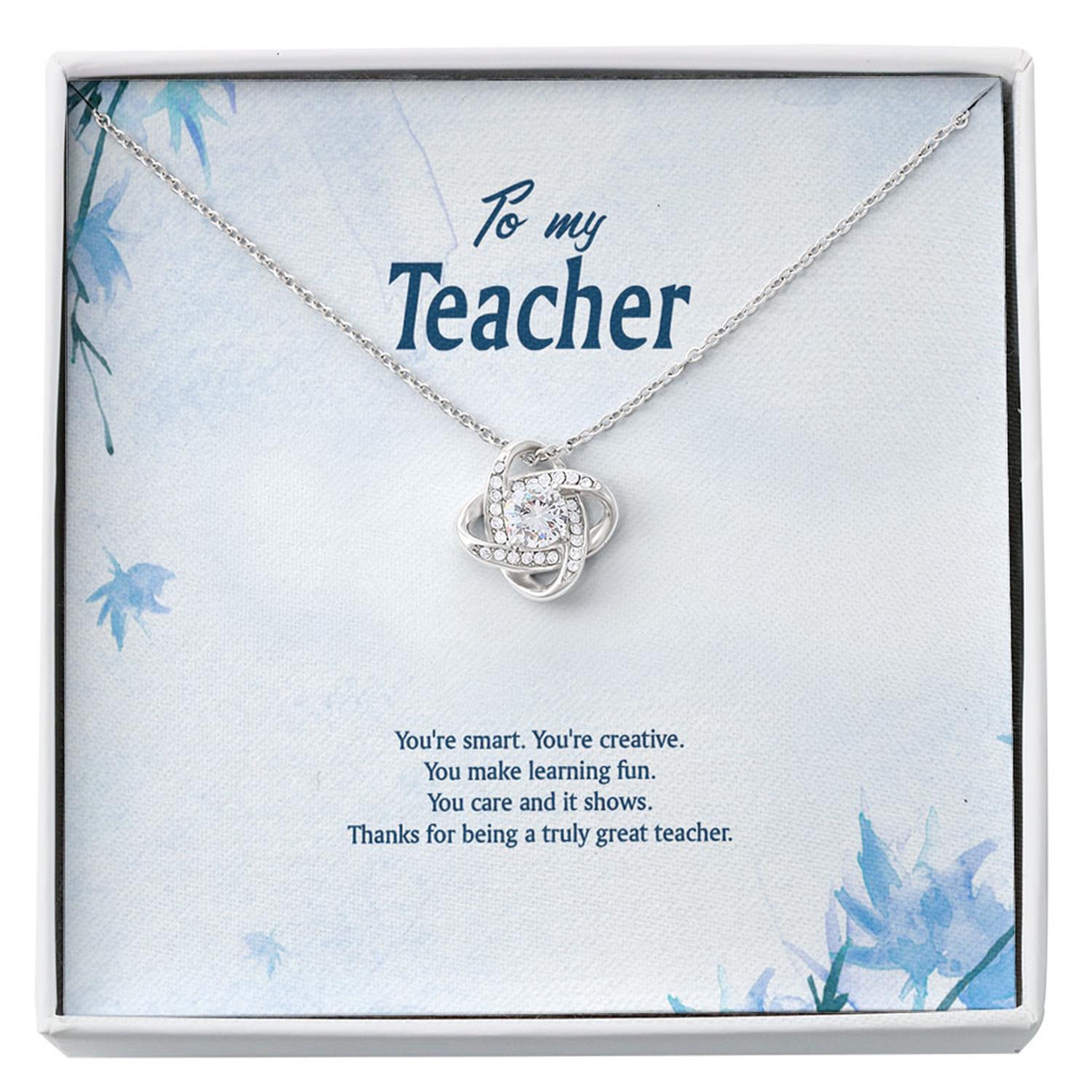 Teacher Necklace, To My Teacher Necklace Gift - Thank You To Teacher Inseparable Custom Necklace