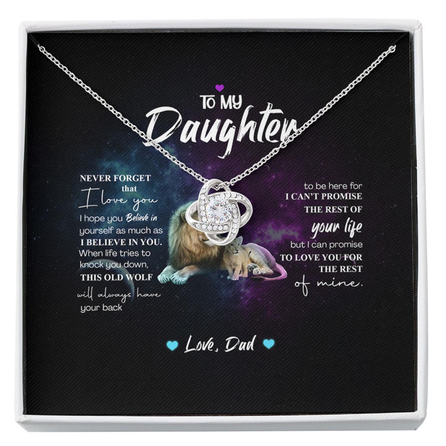 Daughter Necklace, To My Daughter Necklace Gift From Dad - Old Wolf Your Back Believe Custom Necklace