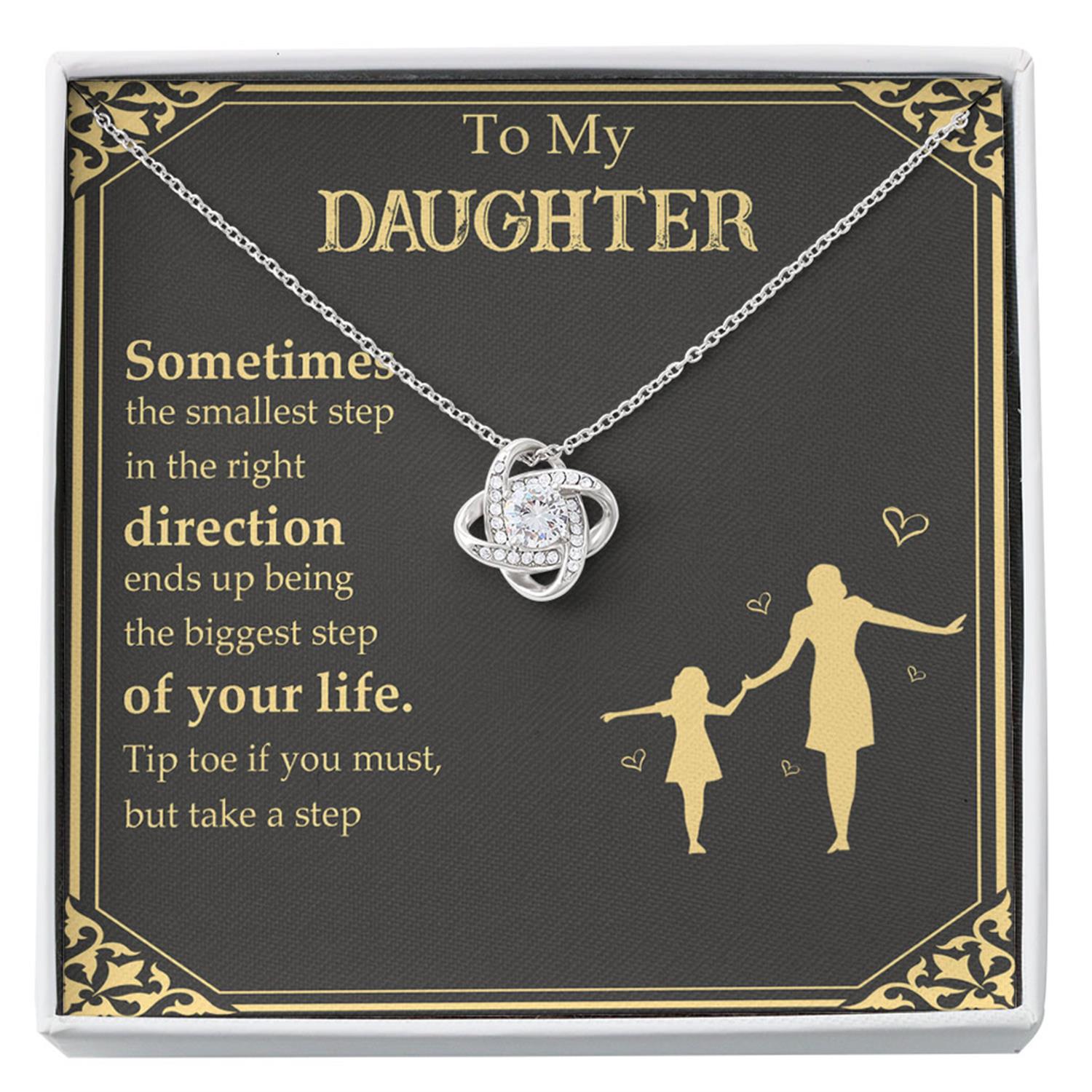 Daughter Necklace, To Daughter Necklace From Dad Mom - Smallest Step Direction Biggest Life Tip Toe Custom Necklace