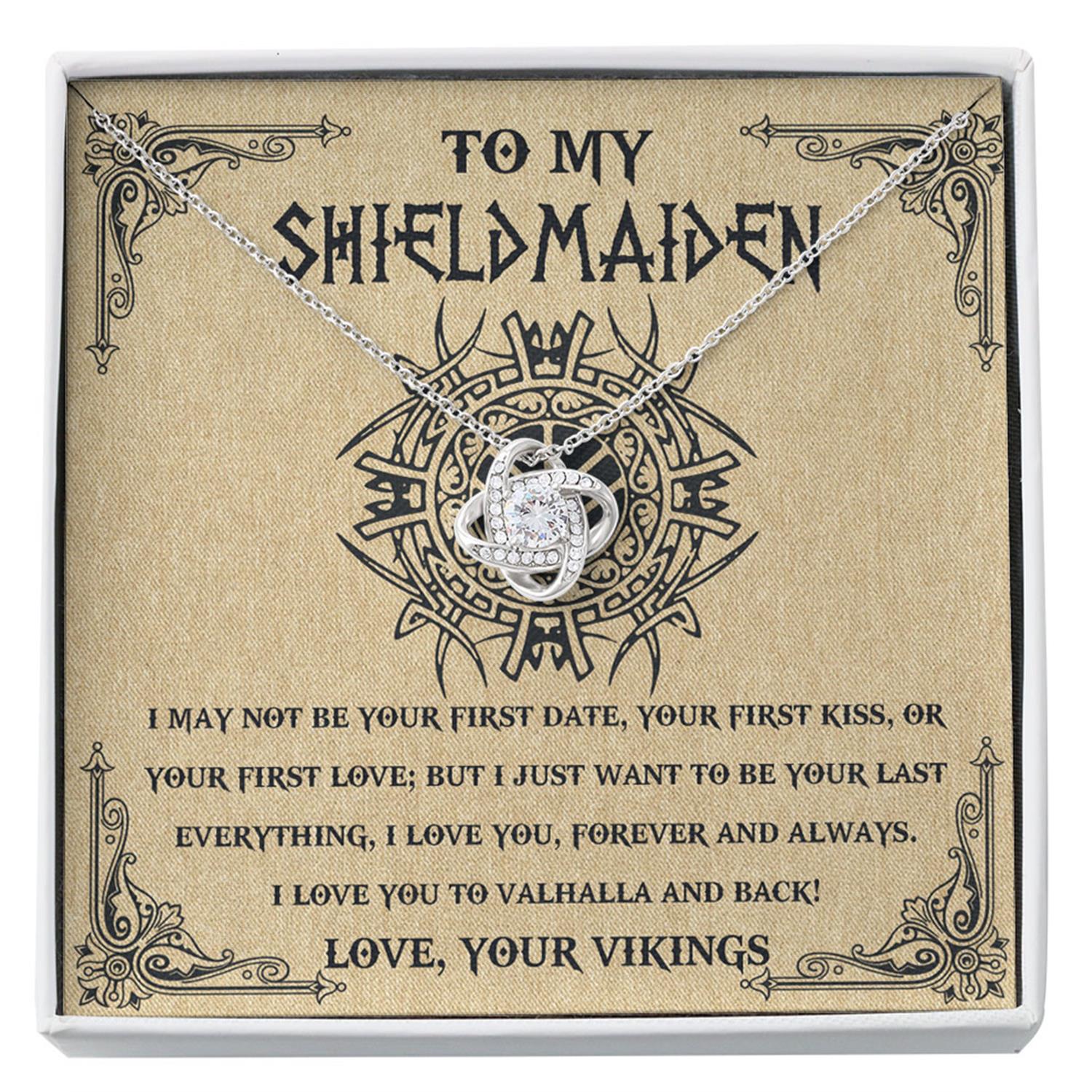 Girlfriend Necklace, Future Wife Necklace, Wife Necklace, To My Shieldmaiden Necklace Gift - Love You To Valhalla And Back Vikings Style Wife Future Wife Girlfrend Custom Necklace