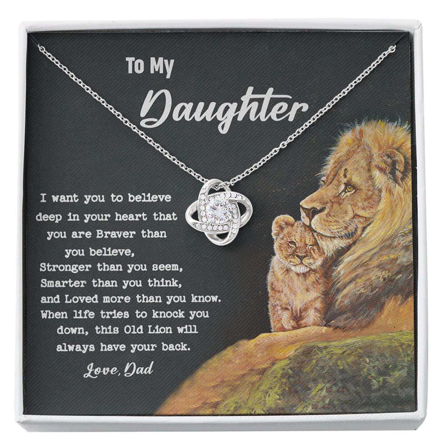 Daughter Necklace, To My Daughter Necklace Gift - This Old Lion Will Always Have Your Back Custom Necklace V2