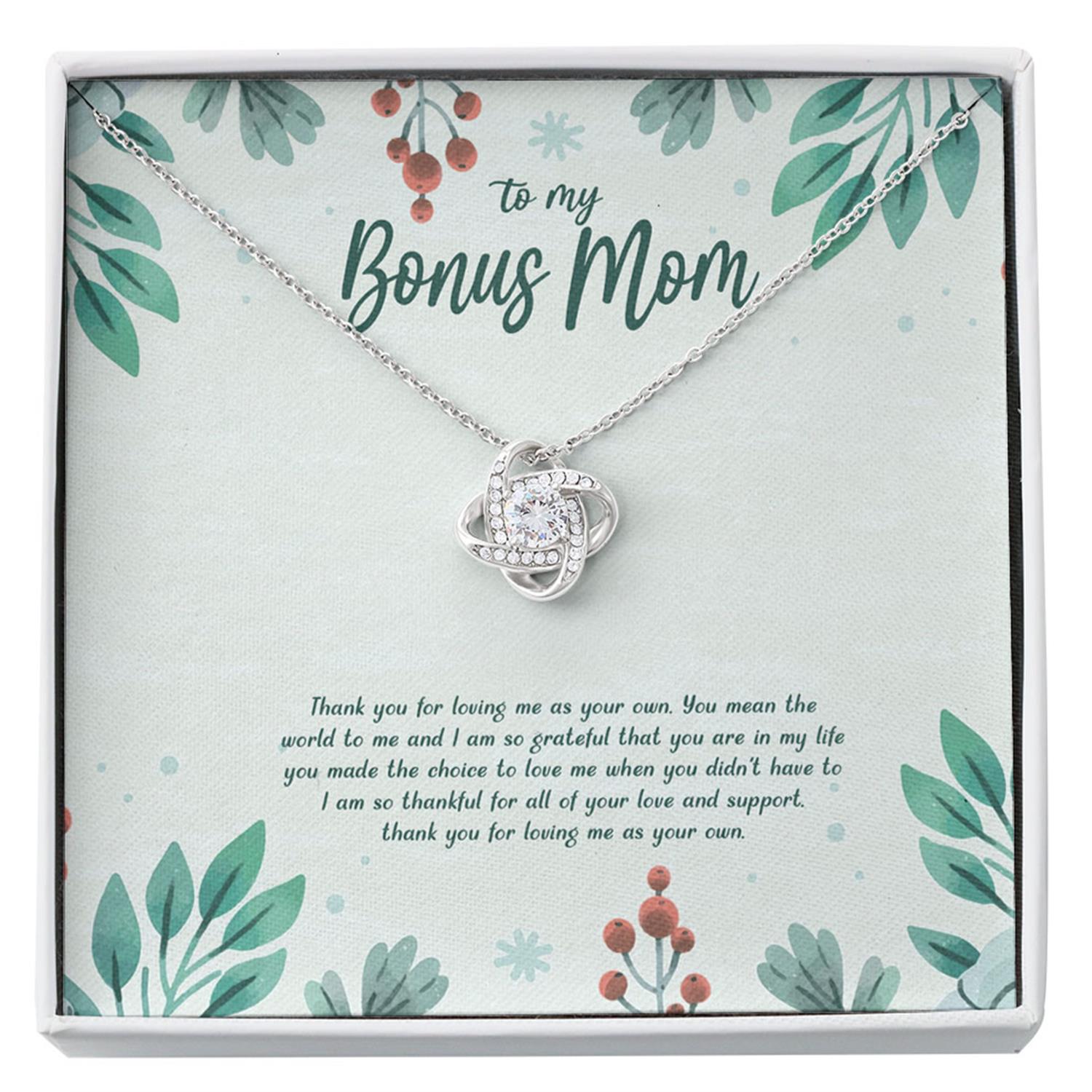 Mom Necklace, Mother-in-law Necklace, Stepmom Necklace, To My Bonus Mom Necklace Gift - Thank You For Loving Me As Your Own Custom Necklace