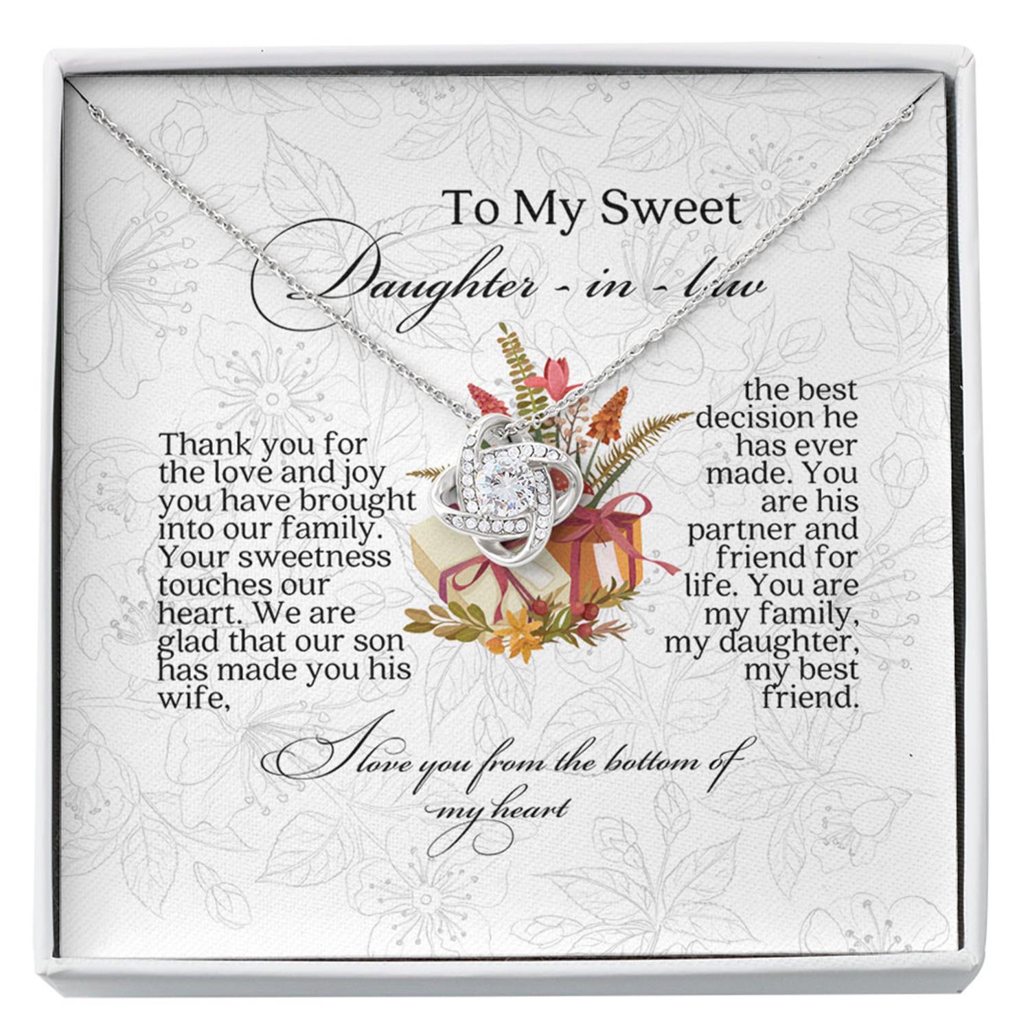 Daughter-in-law Necklace, My Sweet Daughter-in-Law Necklace Mother's Gifts, Mom Message Card Custom Necklace