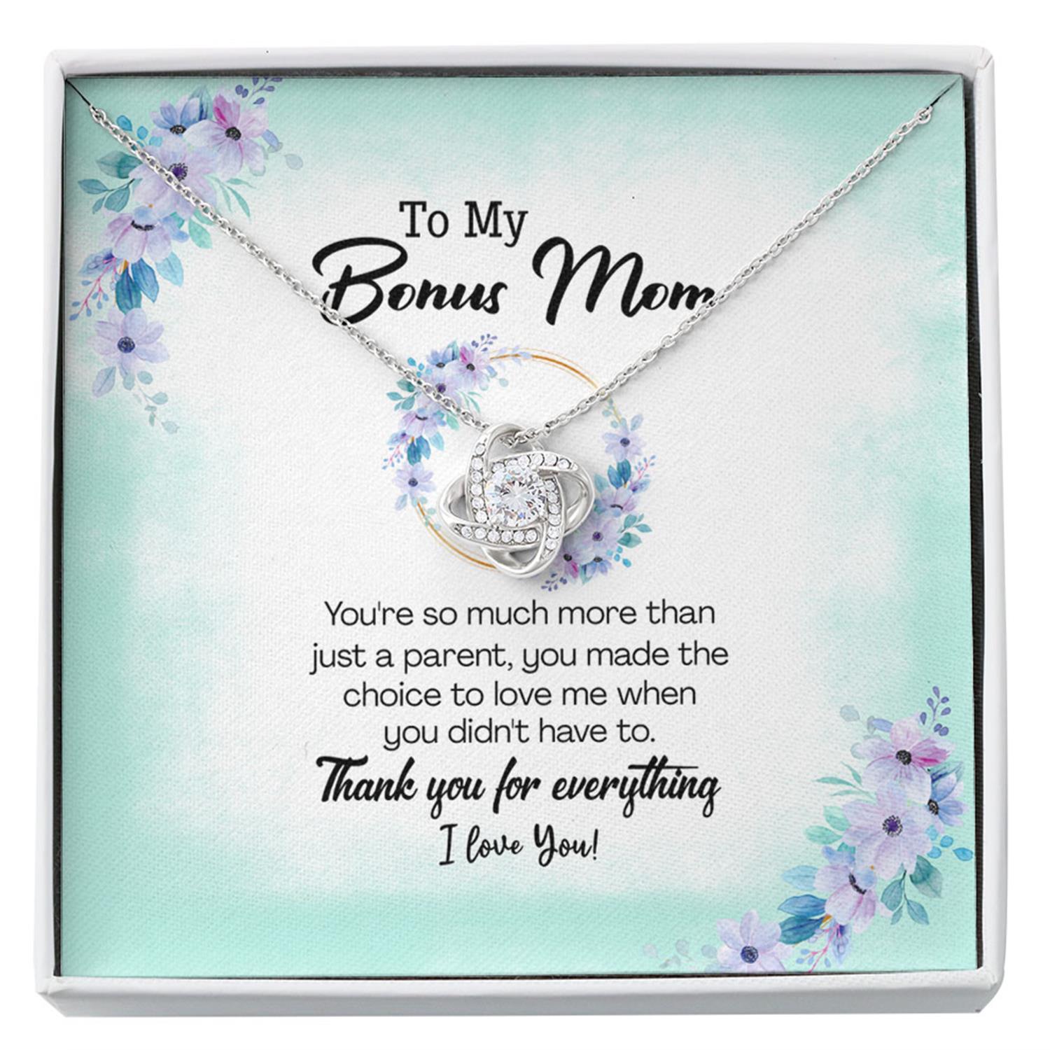 Stepmom Necklace, To My Bonus Mom Choice To Love Me Love Knot Necklace Gift Custom Necklace