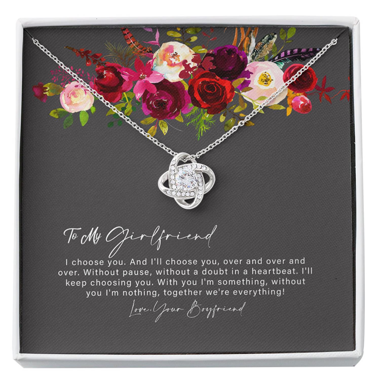 Girlfriend Necklace, To My Girlfriend We'Re Everything Love Knot Necklace Gift Custom Necklace