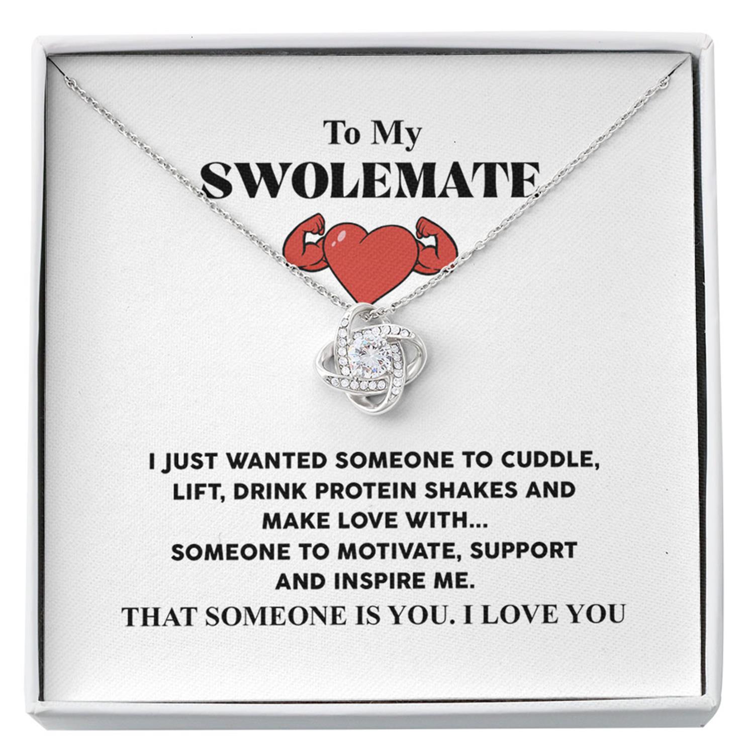 Girlfriend Necklace, Wife Necklace, To My Swolemate Someone To Love Knot Necklace Gift Custom Necklace