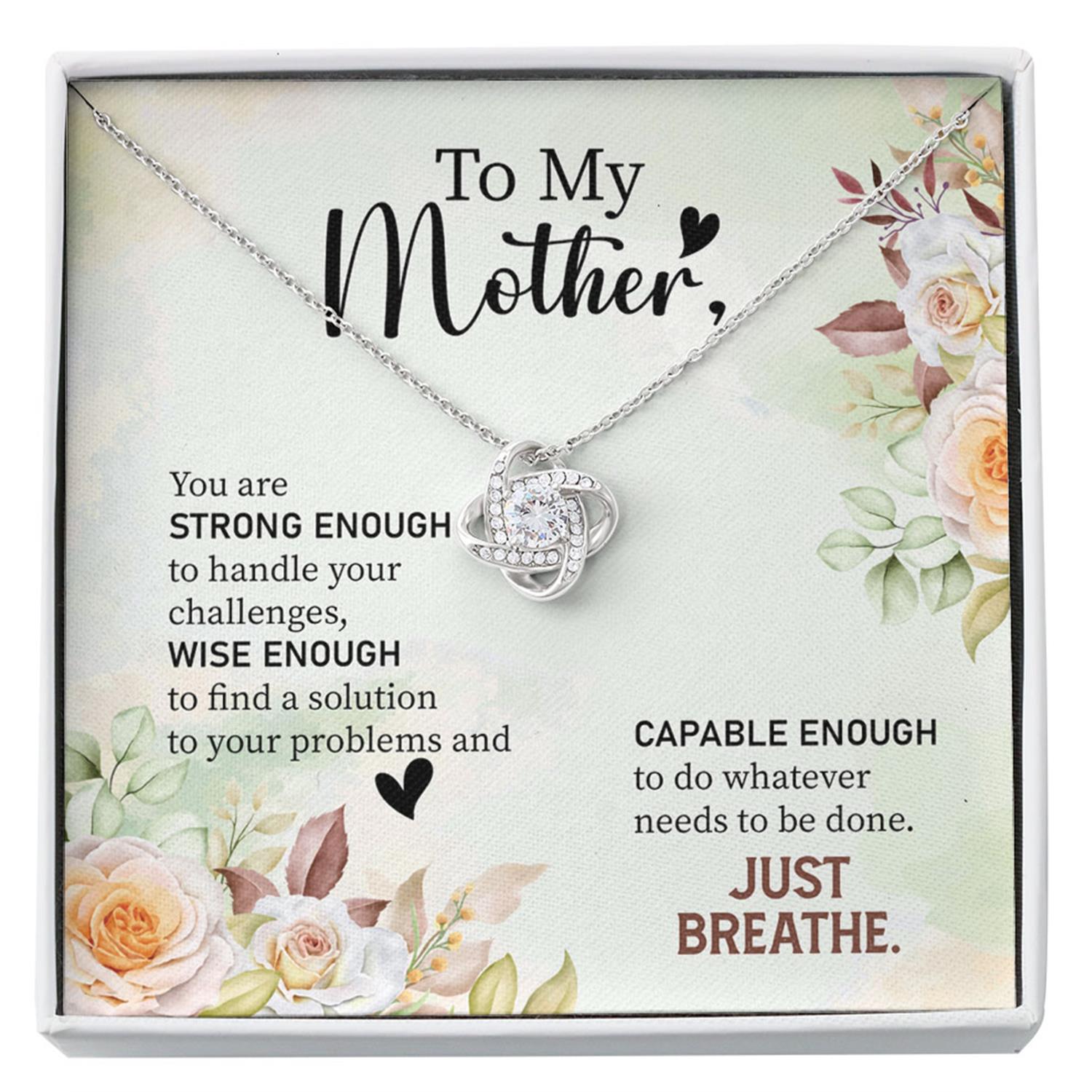 Mom Necklace, To My Mother "Breathe-So" Love Knot Necklace Gift For Mom Custom Necklace