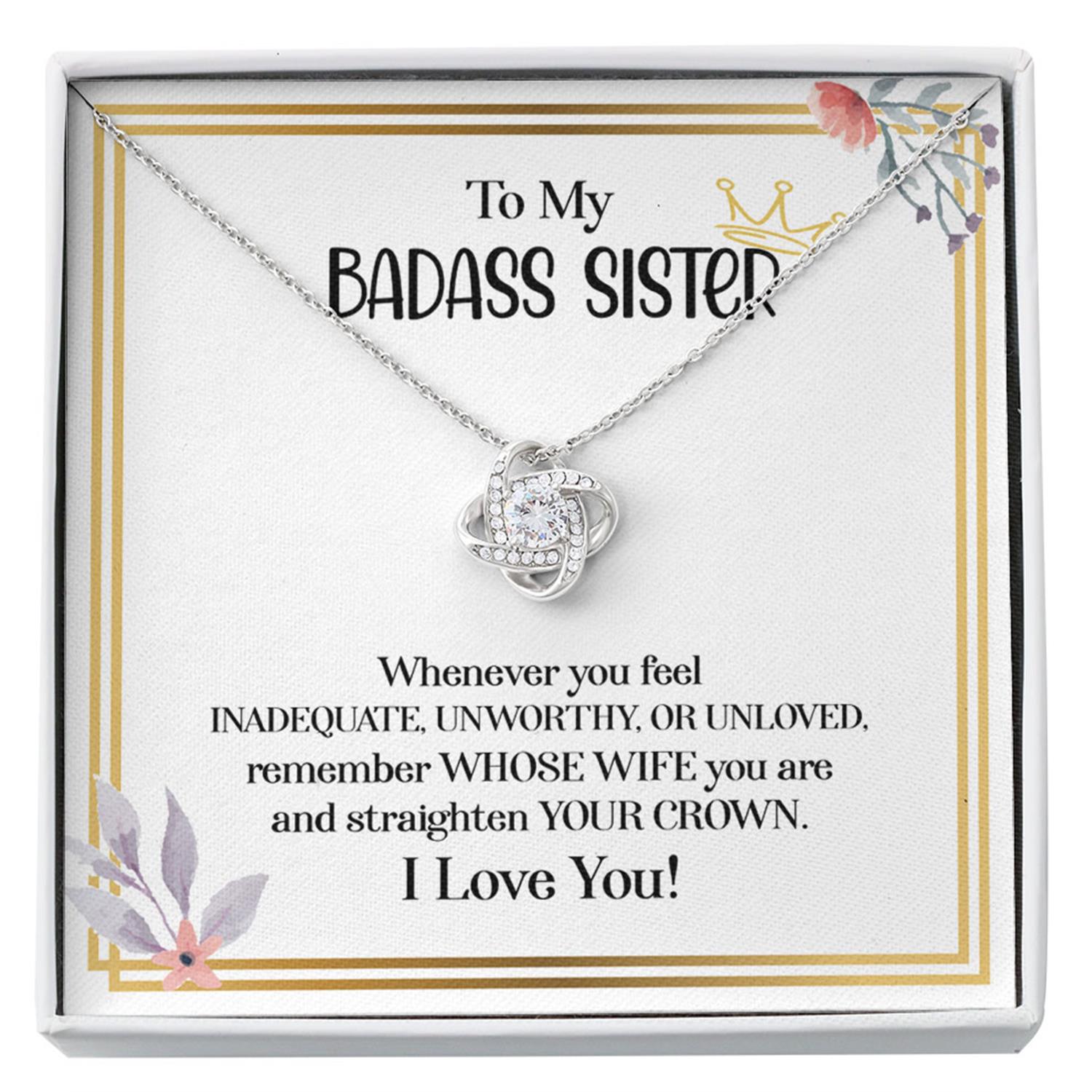 Sister Necklace, To My Badass Sister Crown Heart Necklace Gift For Best Friend Bestie Custom Necklace