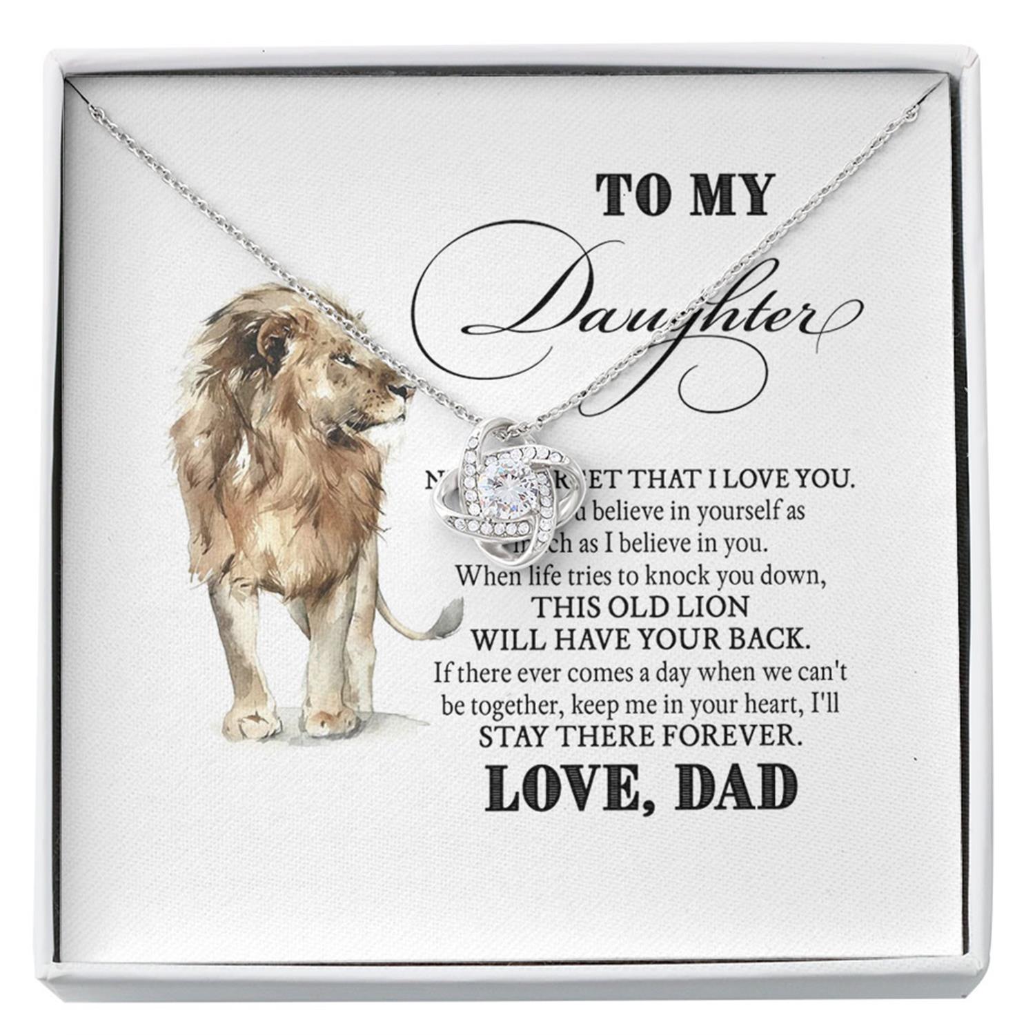 Daughter Necklace, To My Daughter "This Old Lion" Love Knot Necklace Gift From Dad Mom Custom Necklace