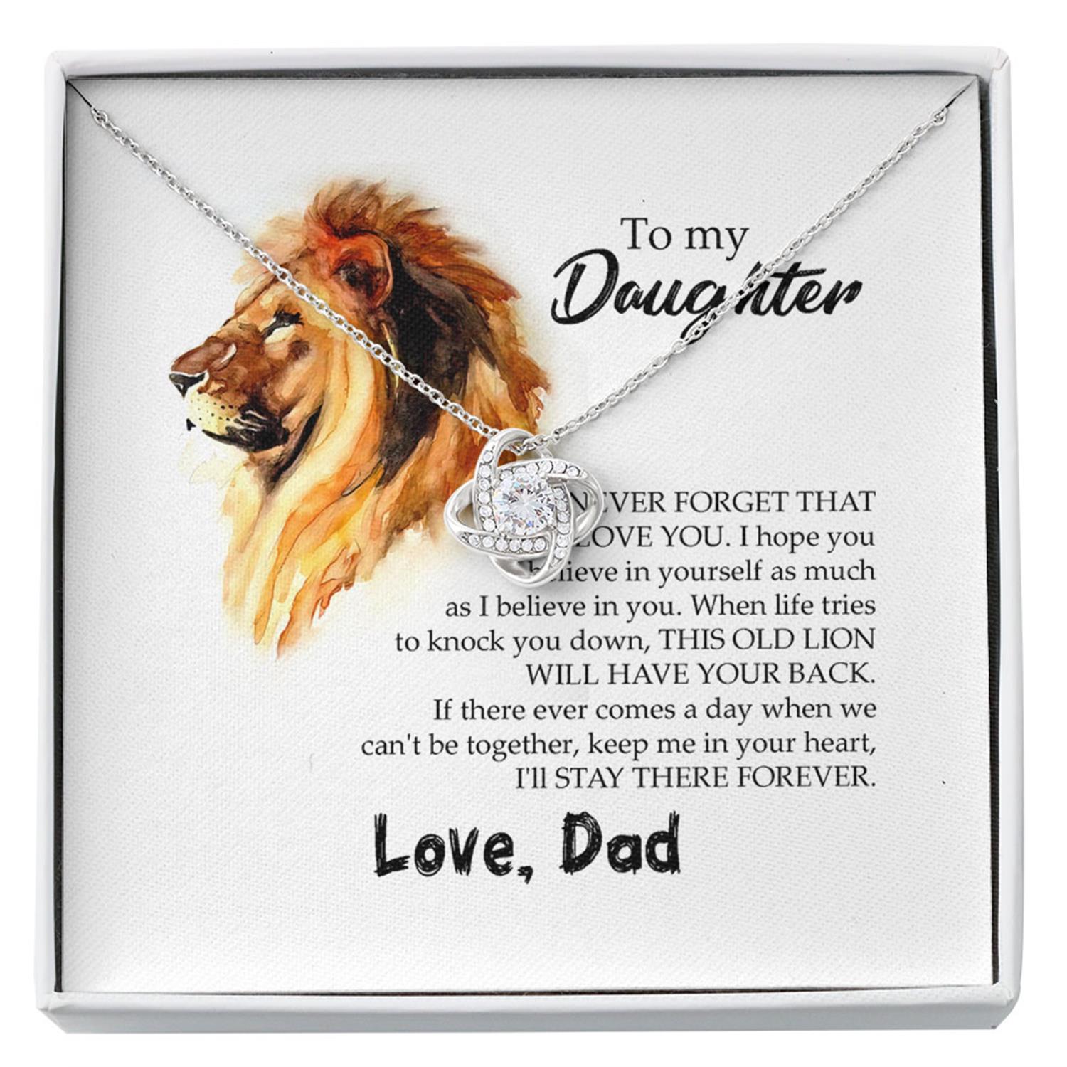 Daughter Necklace, To My Daughter "This Old Lion - Drawing" Love Knot Necklace Gift From Dad Mom Custom Necklace