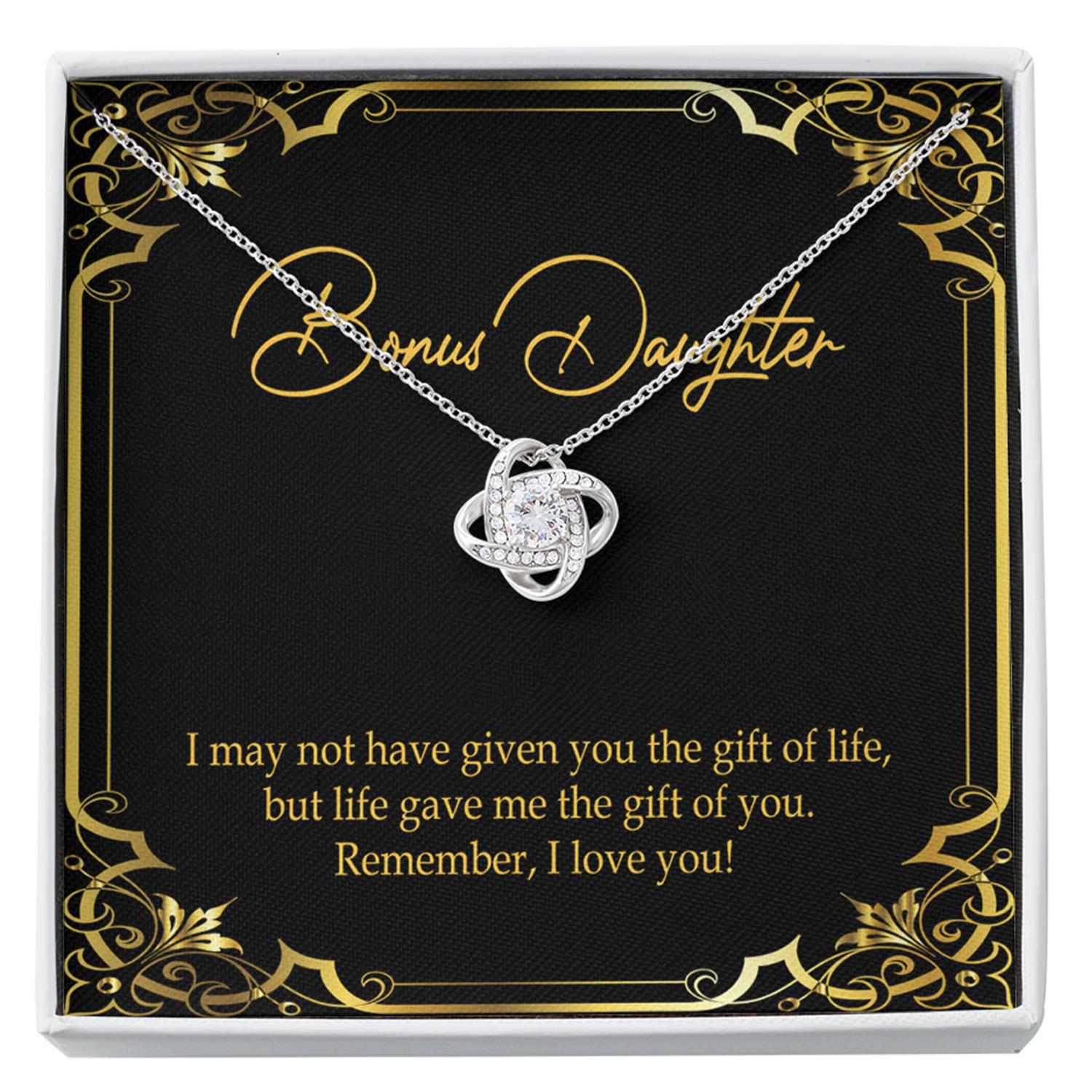 Daughter Necklace, Stepdaughter Necklace, Bonus Daughter "The Gift Of You" Love Knot Necklace Gift Custom Necklace