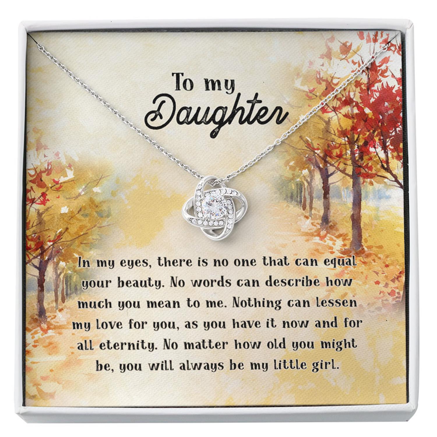 Daughter Necklace, To My Daughter "Equal Your Beauty - Fall" Love Knot Necklace Gift From Dad Mom Custom Necklace