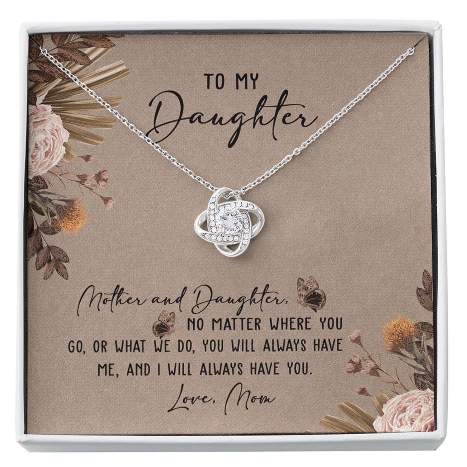 Daughter Necklace, To My Daughter "No Matter" Love Knot Necklace Gift From Dad Mom Custom Necklace