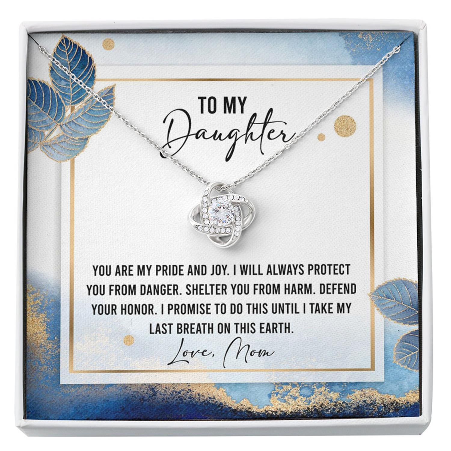 Daughter Necklace, To My Daughter "Last Breath" Love Knot Necklace Gift From Dad Mom Custom Necklace