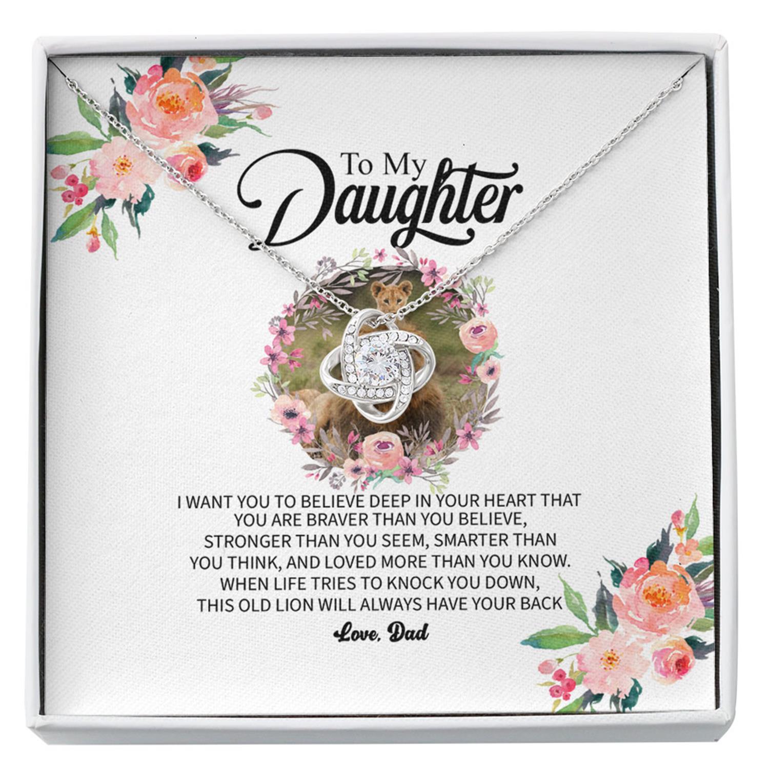 Daughter Necklace, To My Daughter Necklace Gift - This Old Lion Will Always Have Your Back Custom Necklace V5
