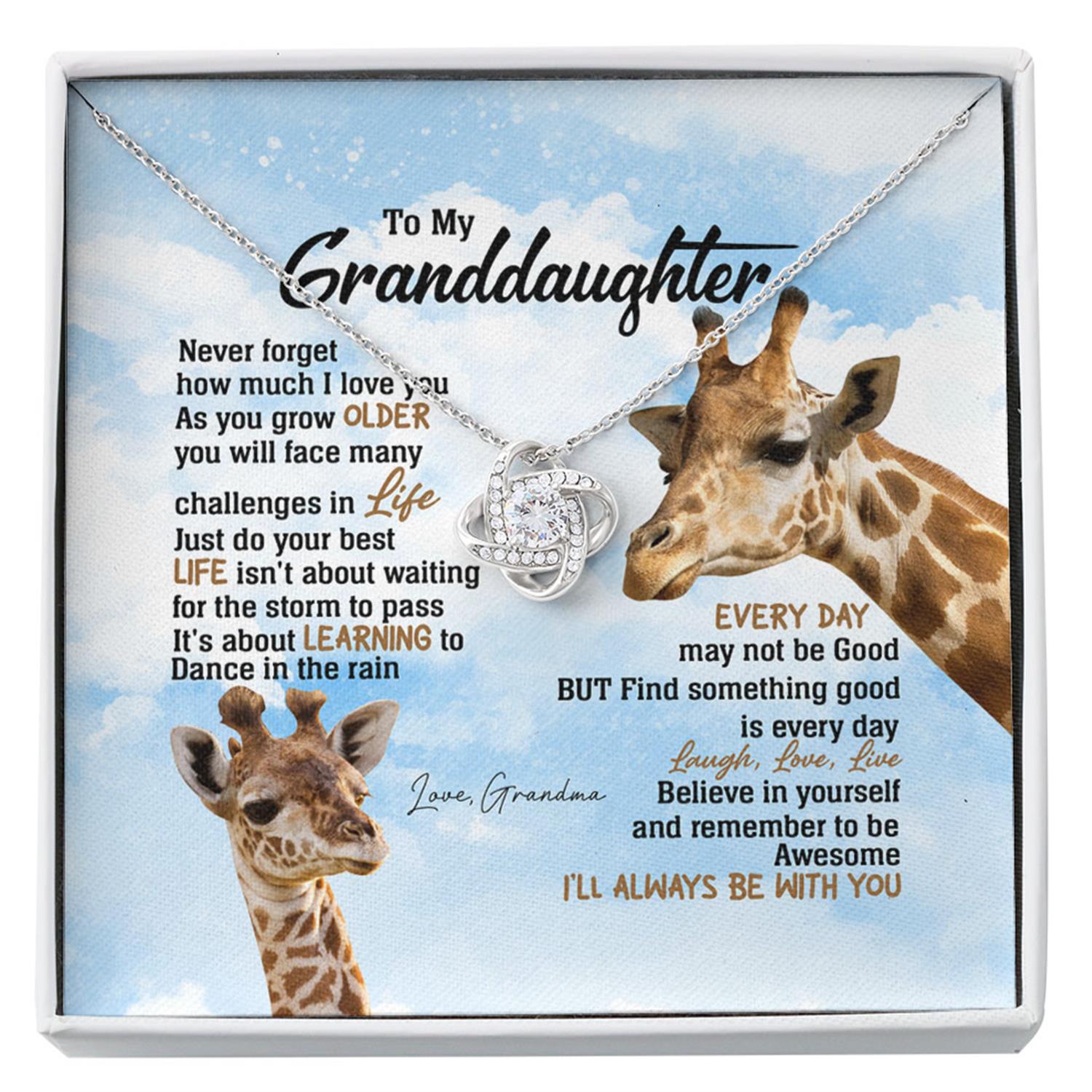Granddaughter Necklace, To My Granddaughter Necklace - Dance In The Rain - Gift From Grandma Giraffe Custom Necklace