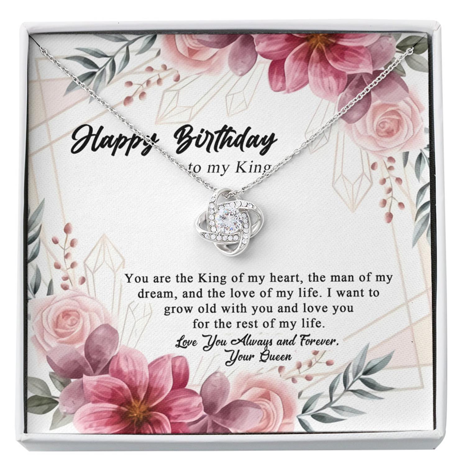 Husband Necklace, Happy Birthday To My King Necklace, Gift For Husband From Wife Custom Necklace