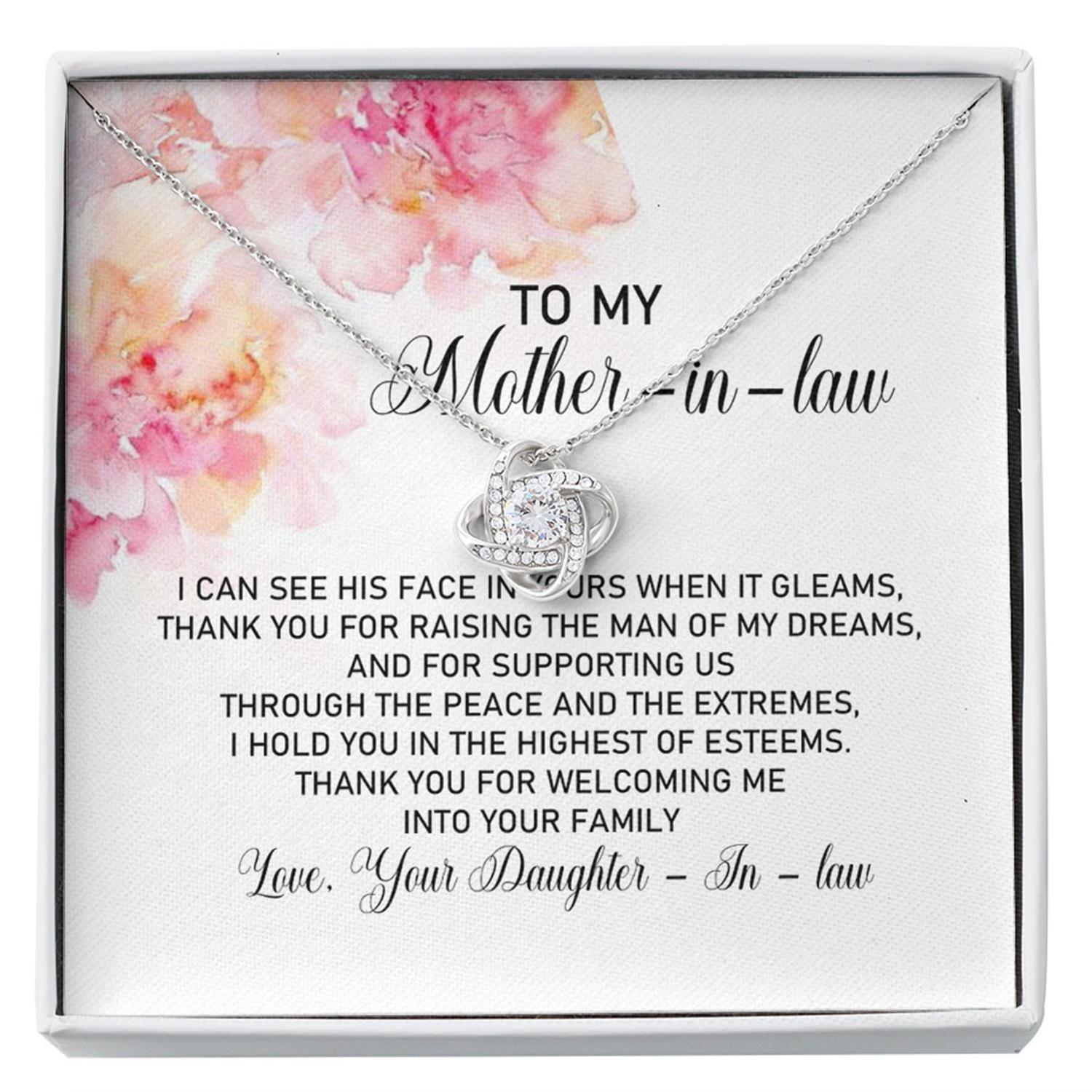 Mother-in-law Necklace, Love Knots Necklace To Mother-in-Law, Thank You Necklace Gifts Custom Necklace