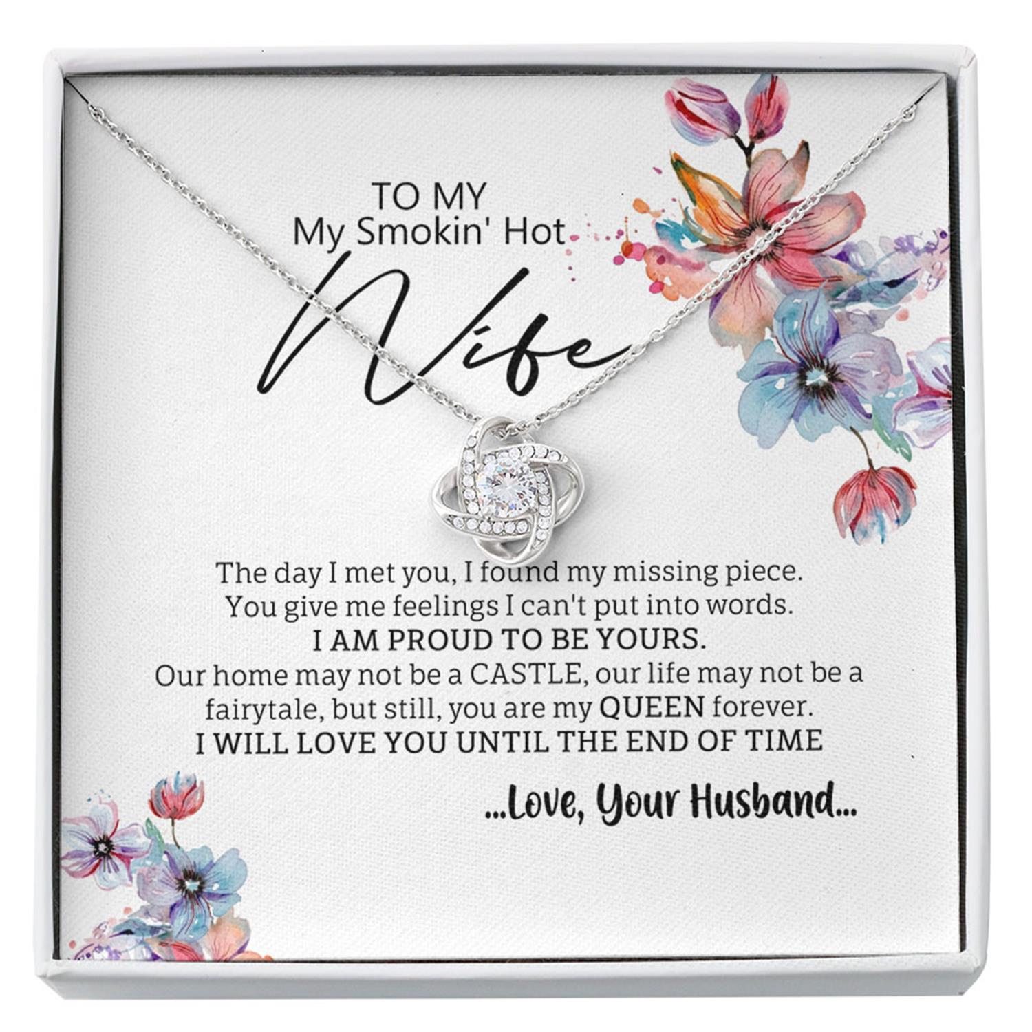 Wife Necklace, Necklace For Wife - To My Smokin Hot Wife My Missing Piece Gift From Husband Custom Necklace