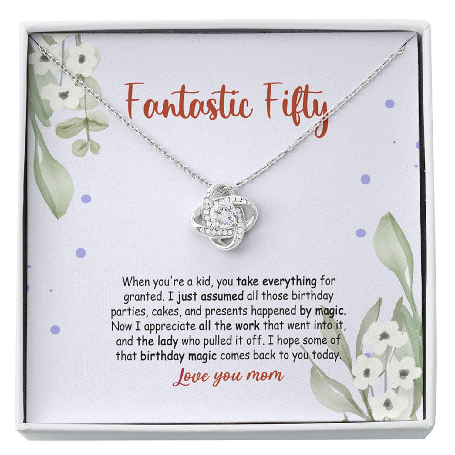 Mom Necklace, Mom 50th Birthday Gift, Gift For Mom Turning 50, Fantastic Fifty Custom Necklace
