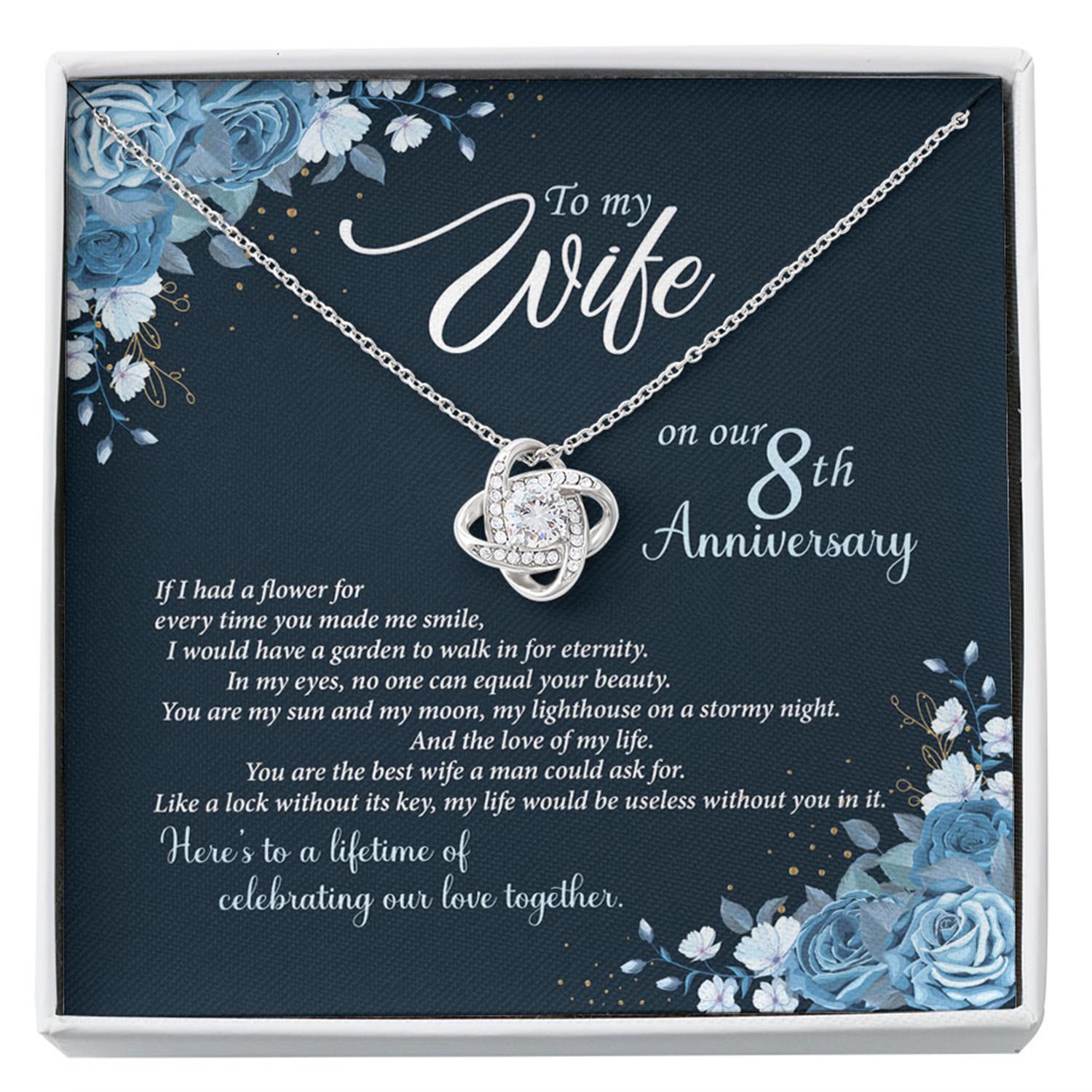 Wife Necklace, 8th Anniversary Necklace Gift For Wife, 8 Years Wedding Anniversary Custom Necklace