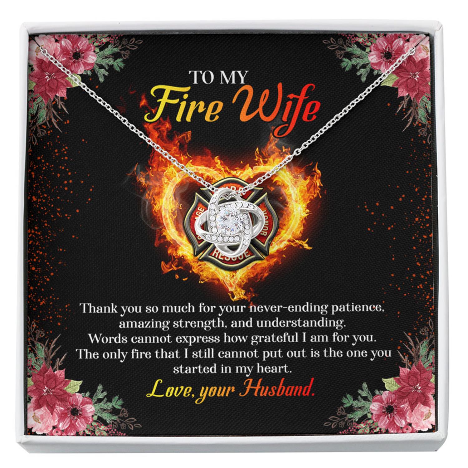 Wife Necklace, To My Fire Wife Necklace From Your Fireman Husband, Firefighters Wife Gift, Thin Red Line Custom Necklace