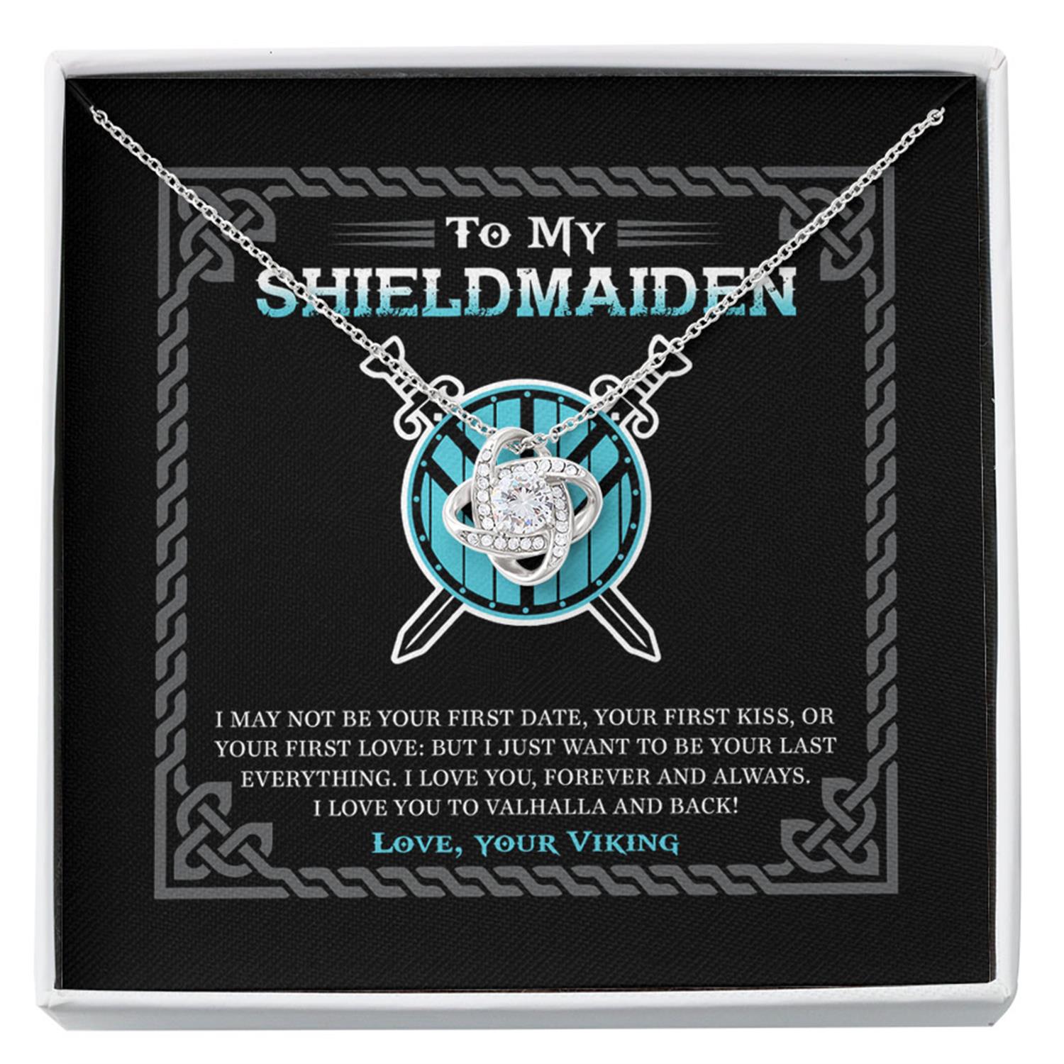 Girlfriend Necklace, Wife Necklace, To My Shieldmaiden Love You To Valhalla And Back Necklace, Wife Girlfriend Viking Gift Custom Necklace