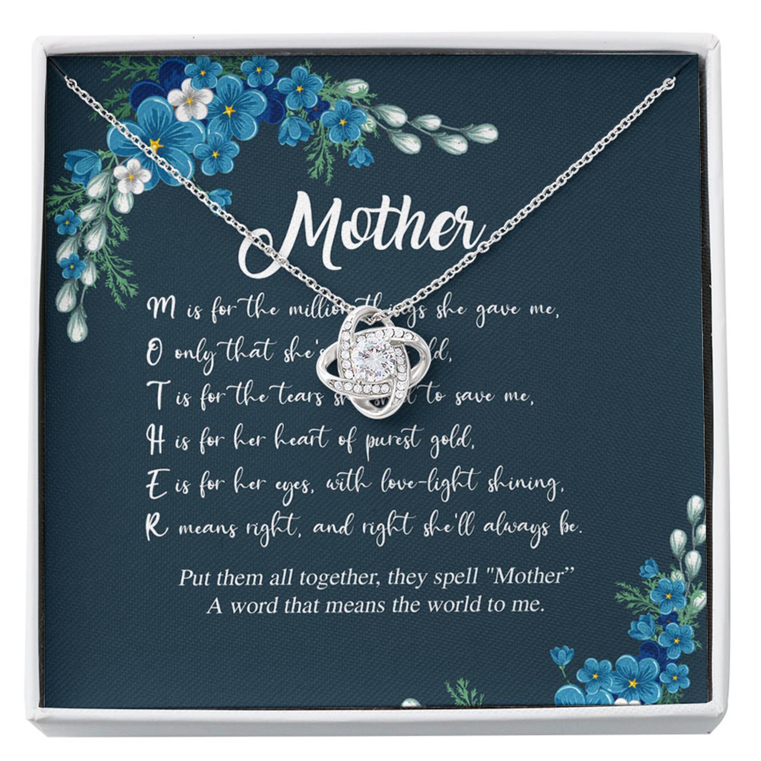 Mom Necklace, Mother Means The World Necklace, Gift For Mom Christmas Custom Necklace