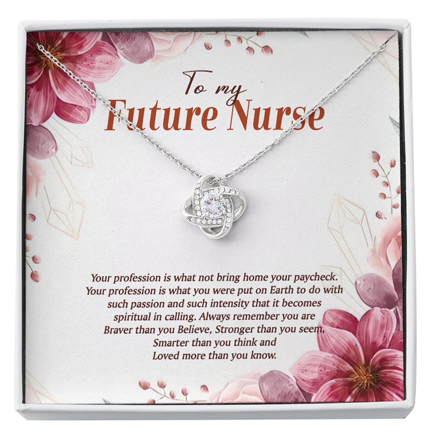 Nurse Necklace - Future Nurse Gift - Love Knots - Necklace With Gift Box For Christmas Custom Necklace