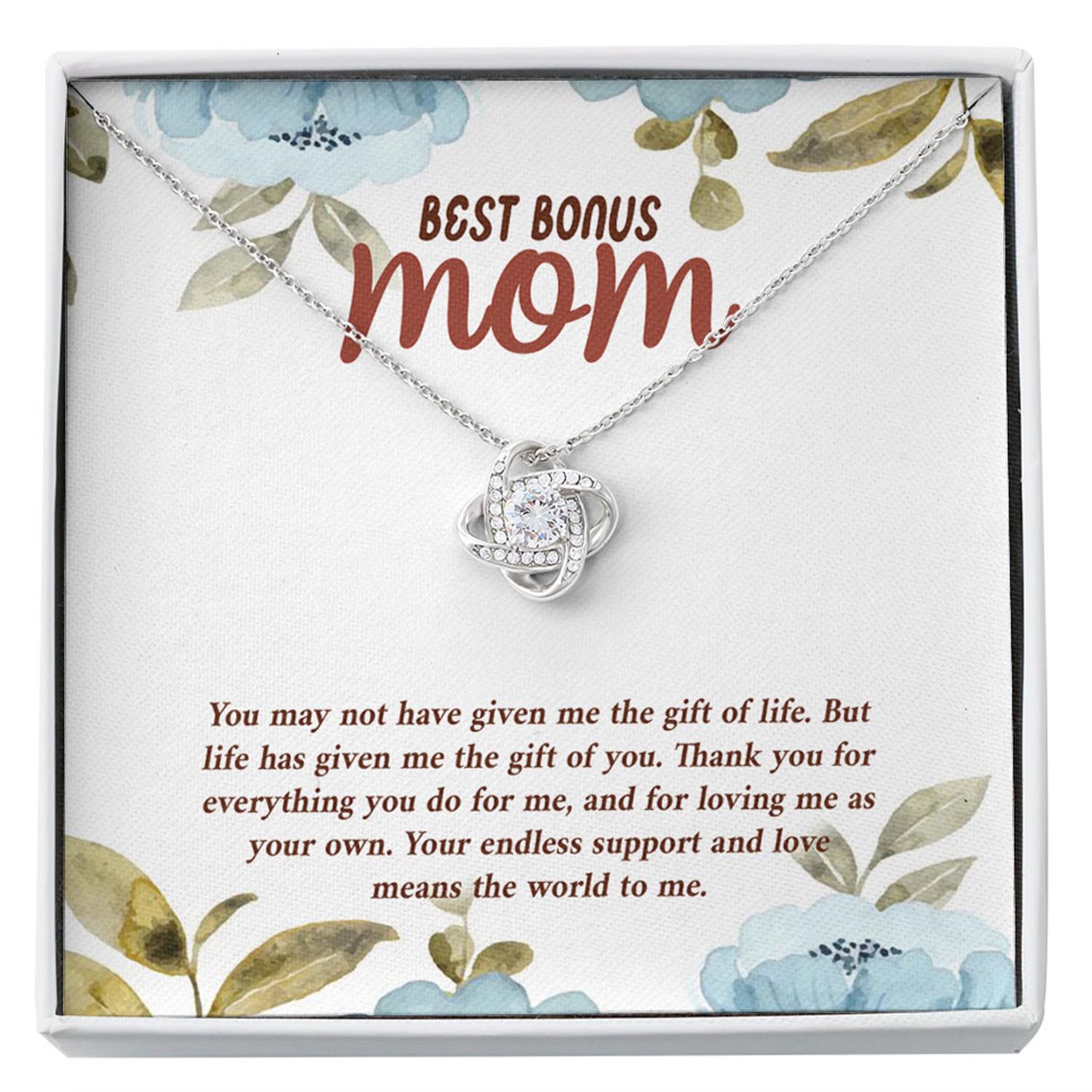 Stepmom Necklace, Best Bonus Mom Necklace - Step Mom Wedding Gift - Love Knots Custom Necklace