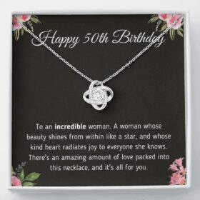 Wife Birthday Necklace, Happy 50th Birthday "To An Incredible Woman" Necklace
