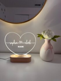 Custom Night Light as Valentines Day Gift - Anniversary gift - Romantic gift for couple - Gift for Him - Names And Date - Engagement Gift